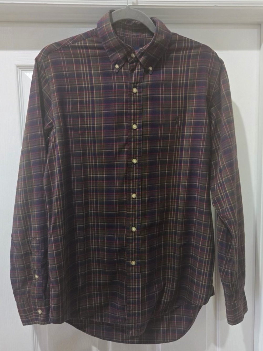 Ralph Lauren Men's Dark Plaid Button-Down Shirt - Classic Long Sleeve